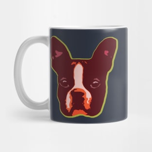 Boston Terrier face pop art in orange Mug